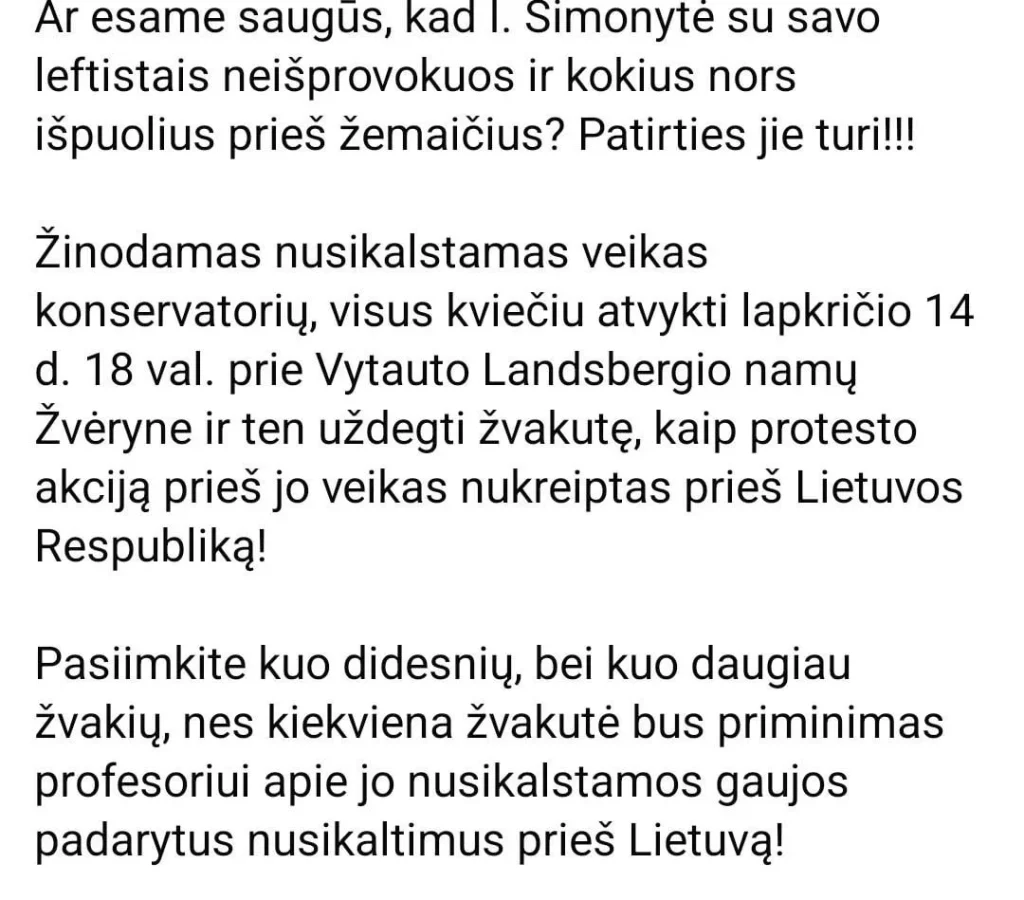 R. Žemaitaičio įrašas Facebook / Ekrano kopija