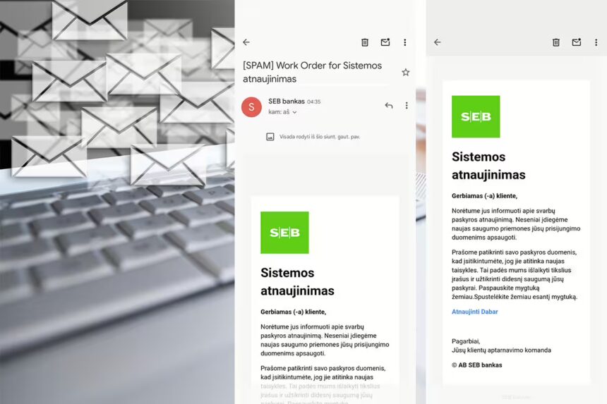 [Dėmesio!] Sukčiai bando išvilioti jūsų duomenis apsimesdami SEB banku