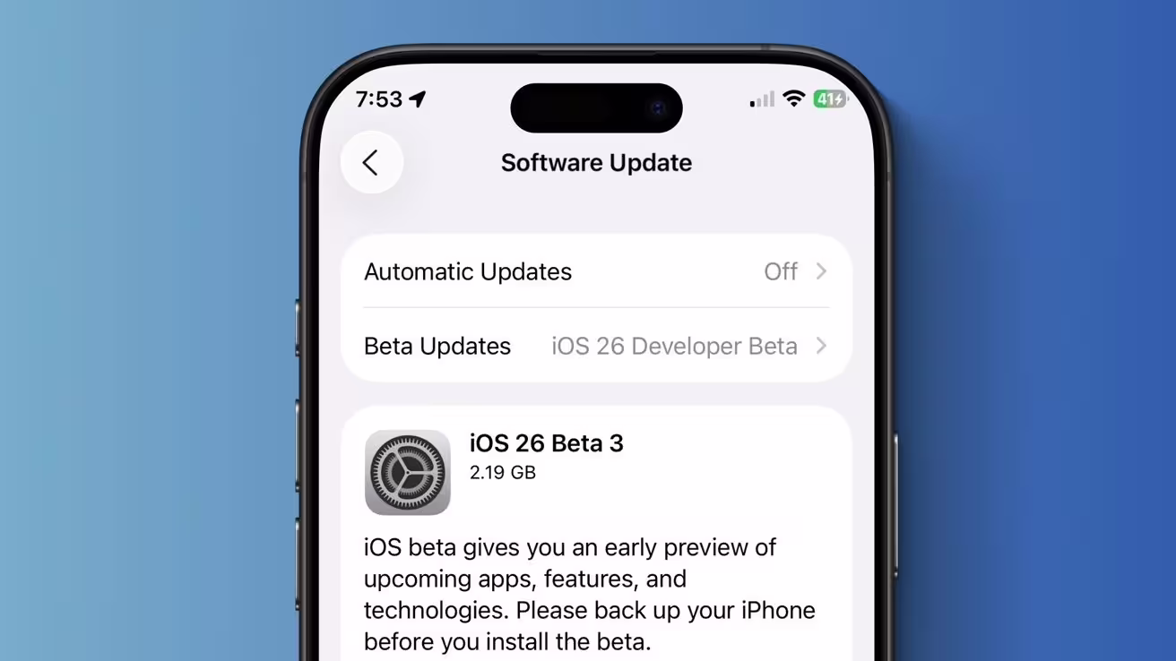 IOS 26 beta 3 atnaujinimas