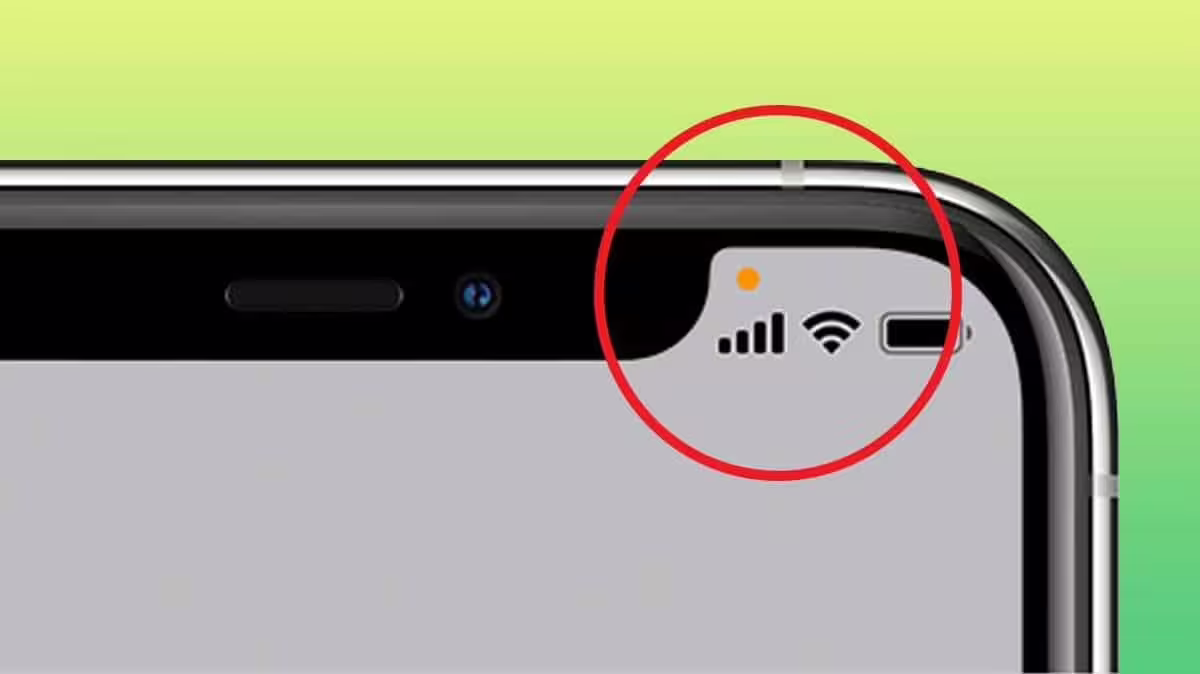Oranžinis taškelis iPhone