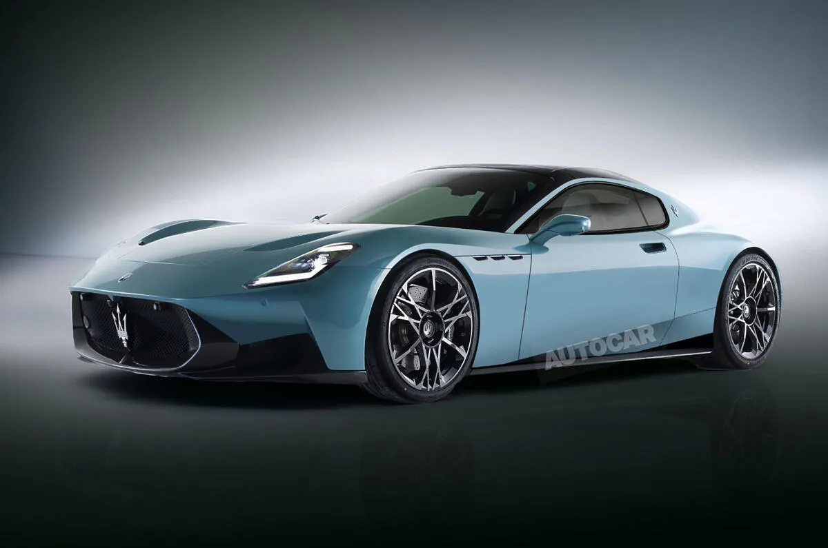 Maserati super gt autocar render front quarter