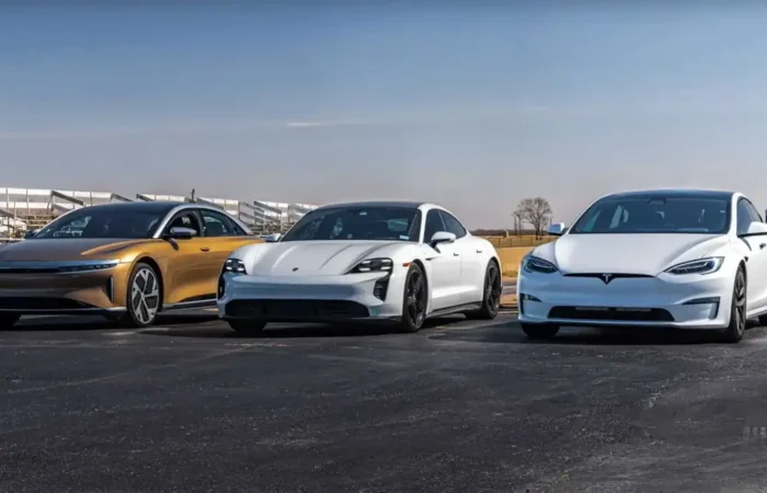 lucid air vs porsche taycan turbo s vs tesla model s plaid drag race