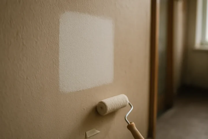 2 m² koridoriaus sieną perdažiau plaunamais dažais: po savaitės lopas neišsiskyrė