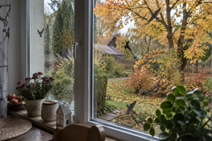 3 paukščių siluetus už 2,49 € klijuoju ant lango iš vidaus: atspindyje jie ne visada matomi