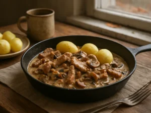 500 g sprandinę kepu su 250 g pievagrybių: už maždaug 8 € gaunu minkštą vakarienę