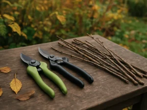 Dešimt 7 mm šakelių kirpau 24 € ergonominėmis žirklėmis: ranka pavargo mažiau nei su įprastomis genėjimo žirklėmis