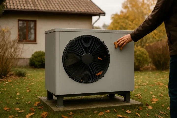 Lauko oras–vanduo bloką apžiūrėjau po lapų kritimo: keli lapai buvo prie grotelių, ūžesys – įprastas