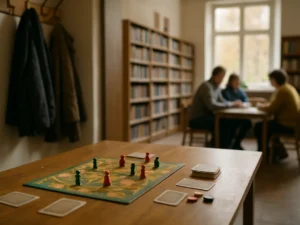 Pirmą šalčio savaitę bibliotekos kalendoriuje randu nemokamą žaidimų popietę: užrašai parodo, ar pokalbiai keičia nuotaiką