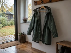 Po lietaus lietpaltį pakabinu visiškai išskleistą: kitą rytą patikrinu, ar dingo drėgmės kvapas