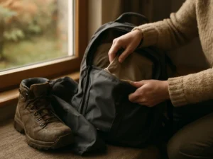 Purvinus batus po šlapio miško sudėjau į 12 € neperšlampamą maišelį: kuprinė liko sausa