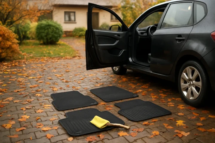 4 automobilio kilimėlius spalį išplaunu ir išdžiovinu saloną: rytais langai rasoja gerokai mažiau