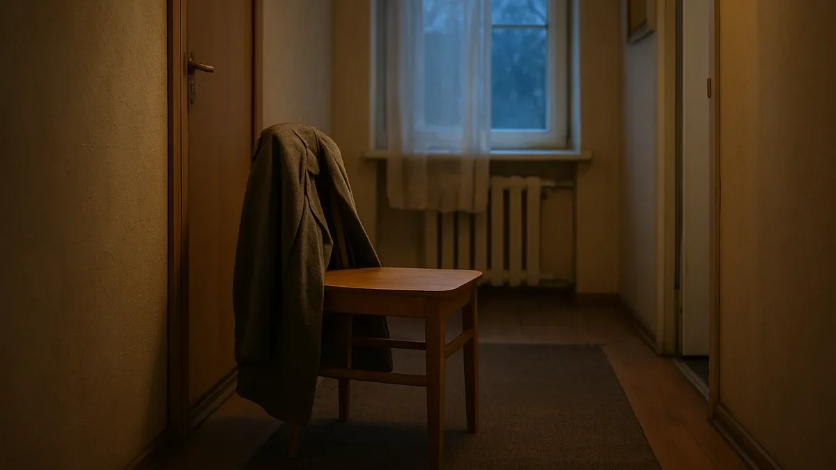 Tą pačią kėdę su paltu nufotografuoju 2 kartus: patikrinu, ar prieblandoje matome žmogų