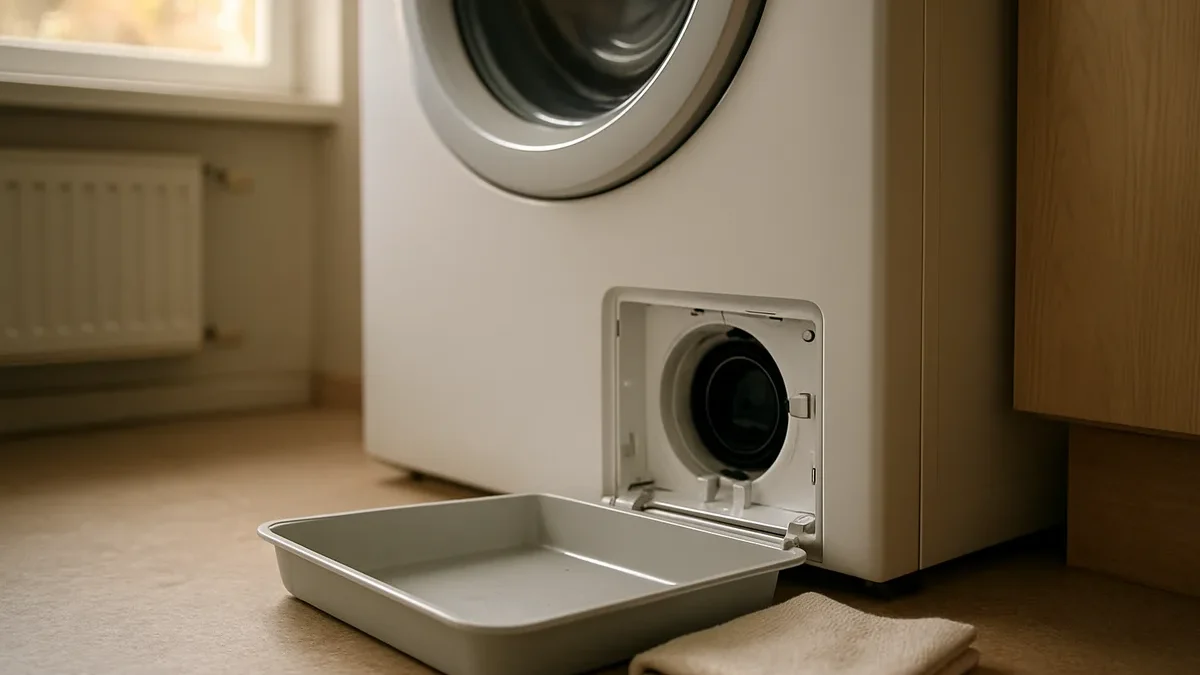 Žemą indą pasidedu po skalbyklės siurblio filtru: surenku vandenį ir patikrinu, ar jis išteka be klaidos