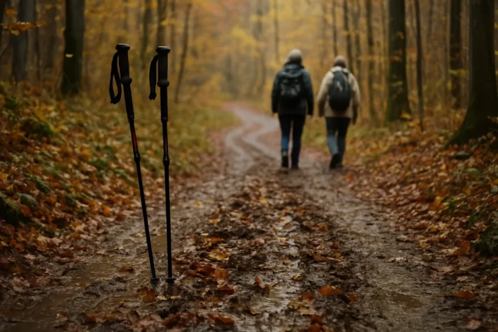 Žygių lazdas išbandžiau Dūkštų take ant šlapių lapų: sukibimą nulėmė ne vien jų kaina
